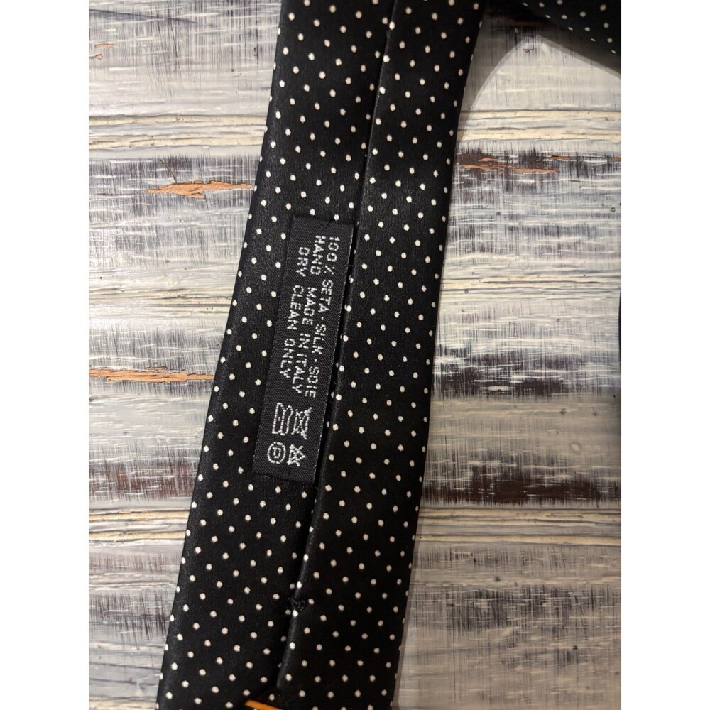 Brioni Men's Micro Polka Dot Silk Tie Black And White Elegant Business Classic - Picture 4 of 10